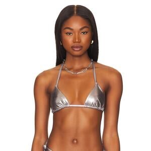 Superdown Danae Bikini Top in Silver
